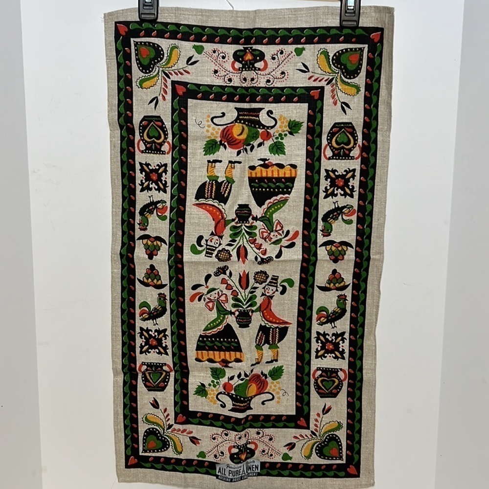 Parisian Prints Linen Table Runner Vintage Dutch Design